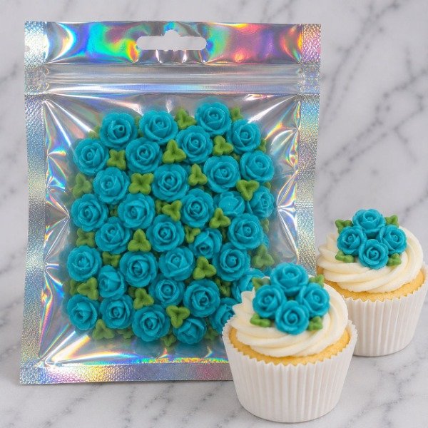 Producto - FLORES ROCOCO MINI TURQUEZA AZUCAR X25
