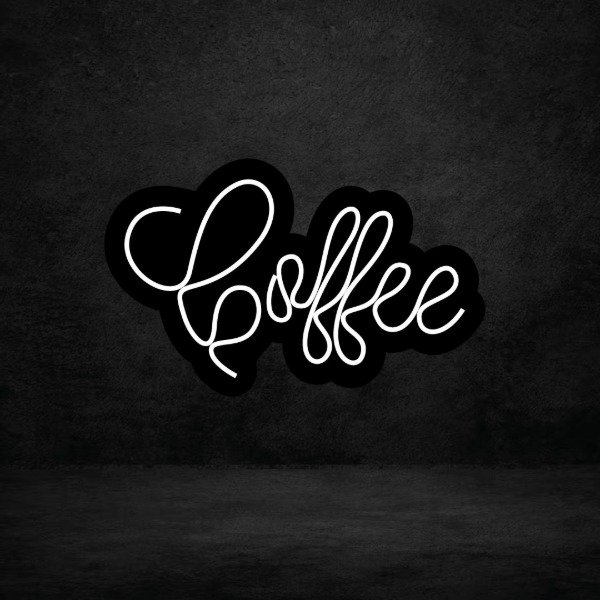 Producto - Coffee (MDF NEGRO y neón Blanco frío) - 32x20