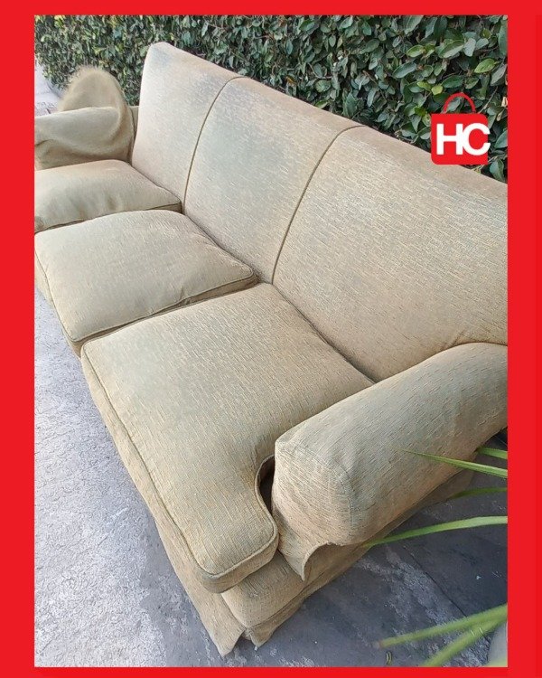 Producto - Gran sillón sofá de 3 cuerpos tapizado con cubre apoyabrazos a tono 2,20m - 3