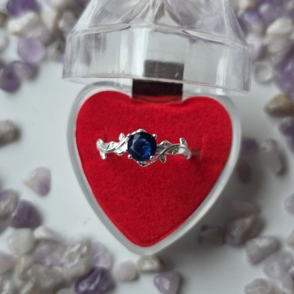 Producto - Anillo italiano hojas y piedra azul