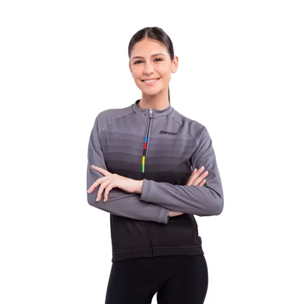 Producto - JERSEY SANTINI UNISEX UCI RAINBOW THERMOFLEECE OFFICIAL BLACK