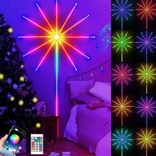 Producto - Tira luces LED fuego artificial RGB a control remoto - 0