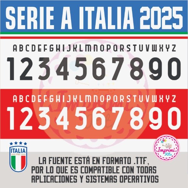 Producto - Tipografia Serie A Italia Camisetas Ttf Dorsal Números