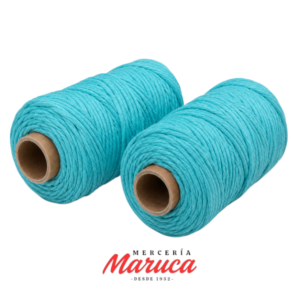 Producto - Hilo de algodón para macramé de 3mm aprox, color "premium" Verde Agua Marina. - 0