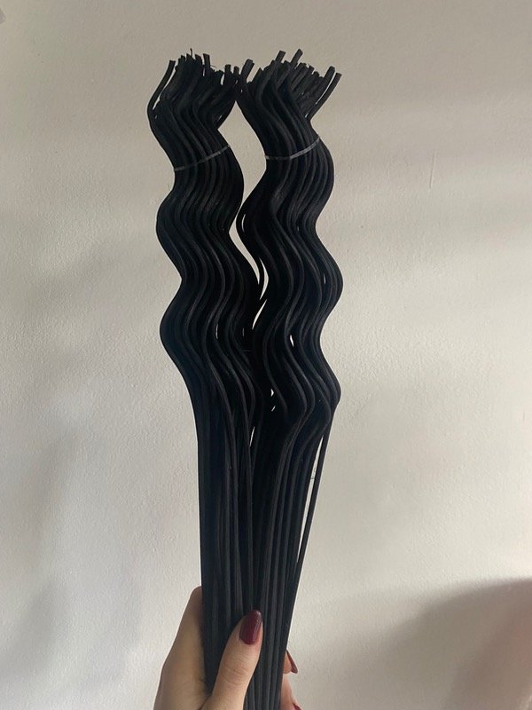 Producto - 10 VARILLAS DE RATTAN NEGRAS ONDULADAS 40CM x 3mm