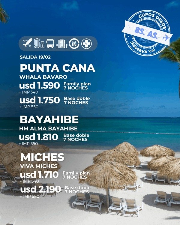 Producto - PUNTA CANA, BAYAHIBE O MICHES - DESDE BS.AS