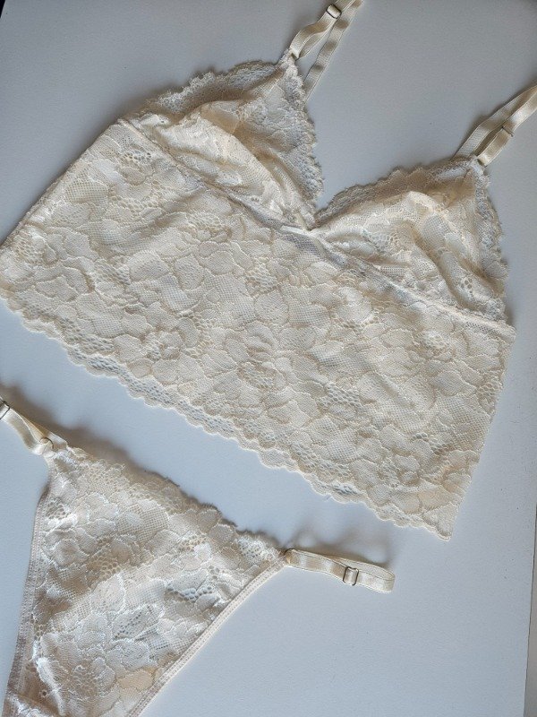Producto - CONJUNTO TIPO TOP DE ENCAJE (EX005) BEIGE CLARO - 4