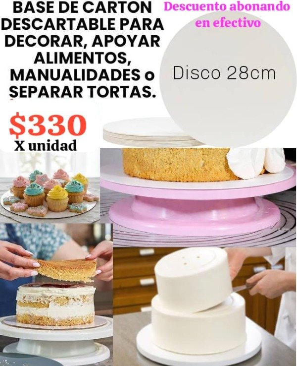 Producto - Base disco 28cm descartables de cartón para tortas o decoracion