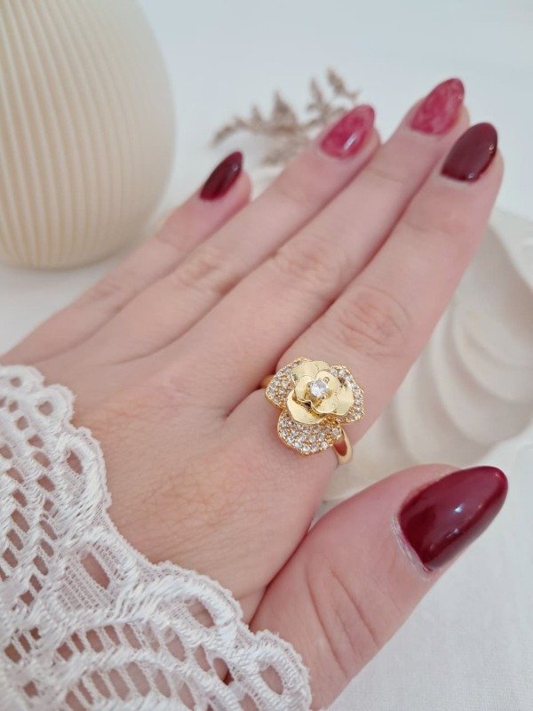 Producto - Anillo AD rosa con strass giratorio regulable