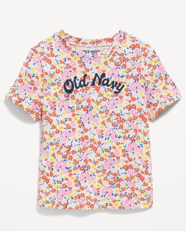 Producto - Remera para Niñas Marca OLD NAVY Flores Logo