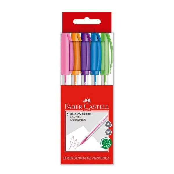 Producto - BOLIGRAFO FABER CASTELL TRILUX 032 COLORS BLISTER X 5 UNIDADES - 0