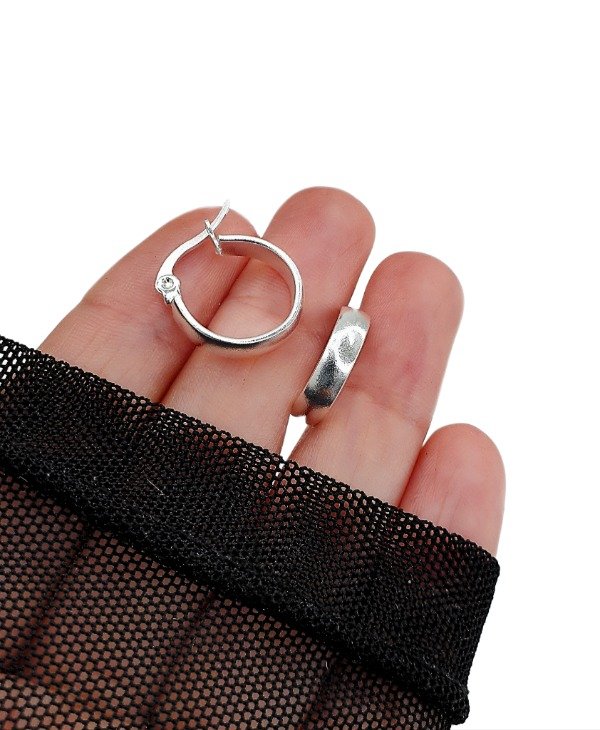 Producto - Argollitas Anchas Lisas 1,6 cm Acero Blanco