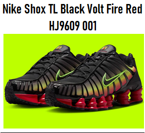 Producto - Nike Shox TL Black Volt Fire Red HJ9609 001