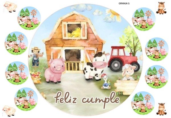 Producto - LAMINA ANIMALITOS GRANJA 5 REDONDA