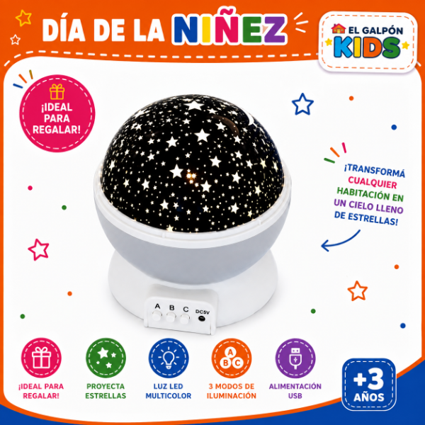 Producto - PROYECTOR REDONDO Velador Luz De Noche Estrellas Giratorio