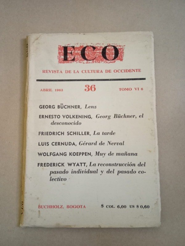 Producto - Eco #36 - Büchner Volkening Schiller Cernuda - Abril 1963