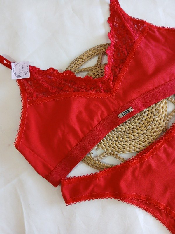 Producto - Conjunto algodón combinado rojo T.100