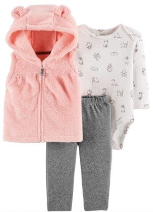 Producto - Trio Plush Beba con Chaleco Rosa