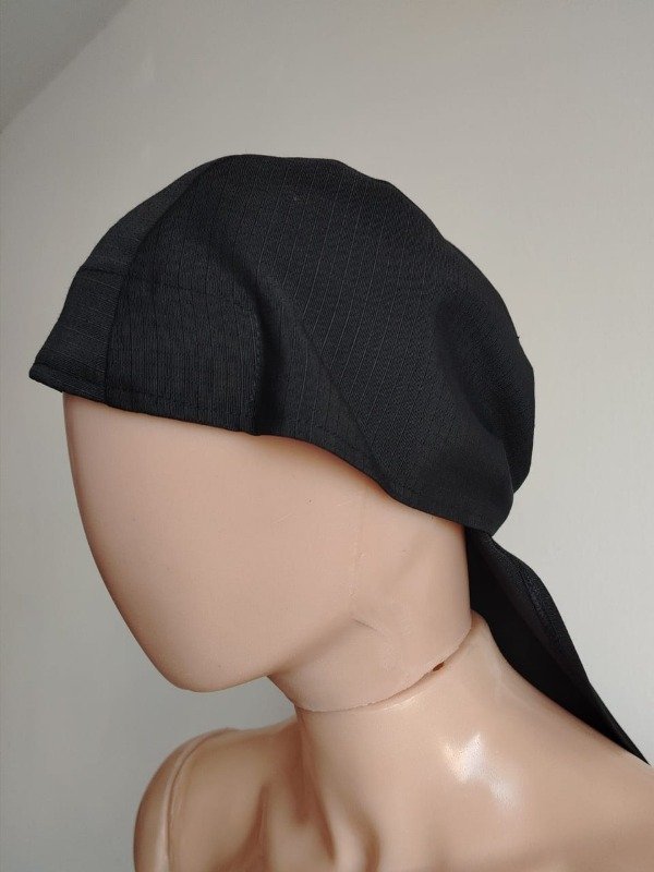 Producto - Bandana de cocina unisex negra con toalla y elástico - Tela ripstop antidesgarro