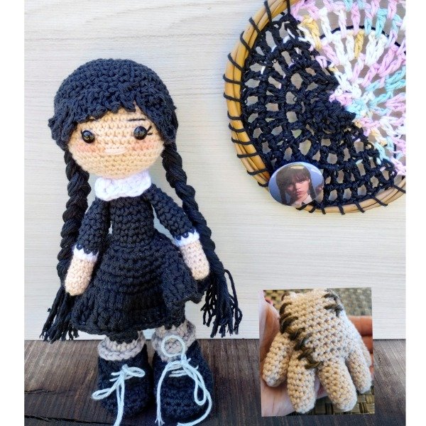 Producto - Patrón Merlina Addams, su amigo dedos y mandala Bicolor - 0