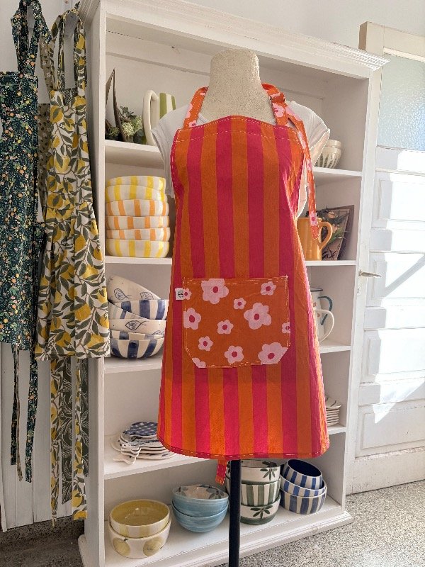 Producto - Delantal rayas naranja y rosa