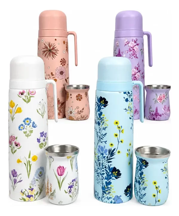 Producto - SET TERMO  MEDIA  MANIJA  ESTAMPADO 1 Litro + MATE 160 ML. - 2