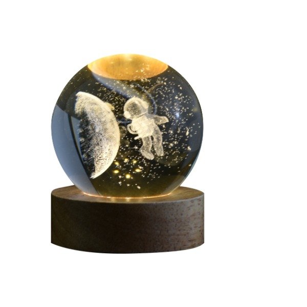 Producto - Esfera Magica Cristal 3d Led Lampara Velador - Luna Astronauta
