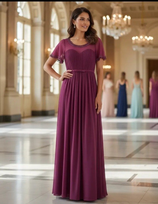 Vestido largo de fiesta elegante de gasa — imagen 4