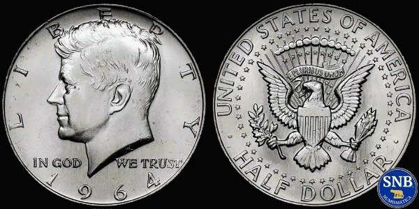 Producto - Estados Unidos - 1/2 Dólar de plata (1964) -Filadelfia -  En blíster - 0