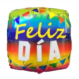 Producto - GLOBO METALIZADO DE 45CM FELIZ DIA DIBUJO CON BANDERINES