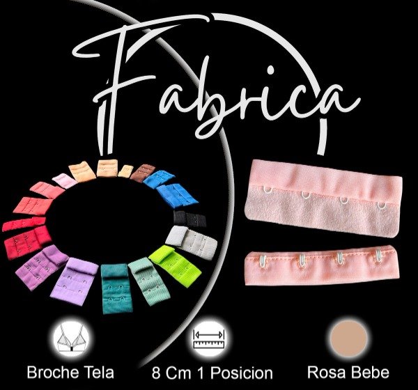 Producto - Gancho de tela Rosa Bebé 8cm x 1 posición (por unidad)