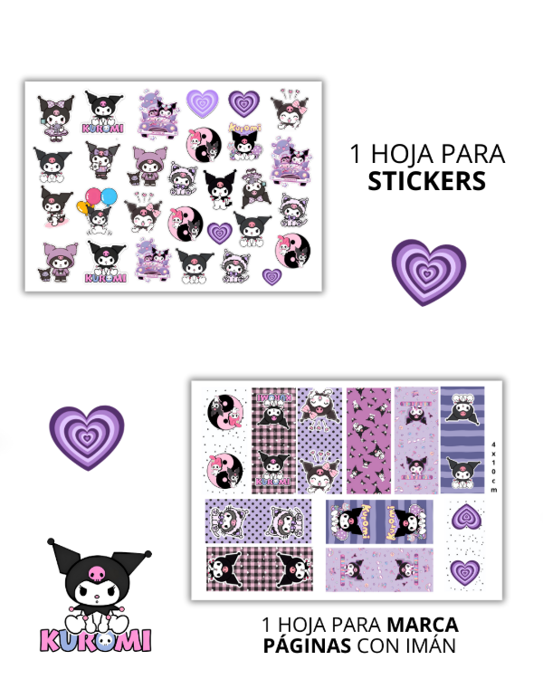 Producto - Stickers y  Marca página KUROMI ( imprimible)