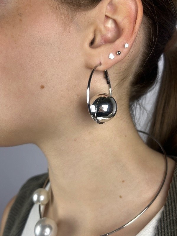 Producto - AROS PLATEADOS PASANTES CON BOLA 1118