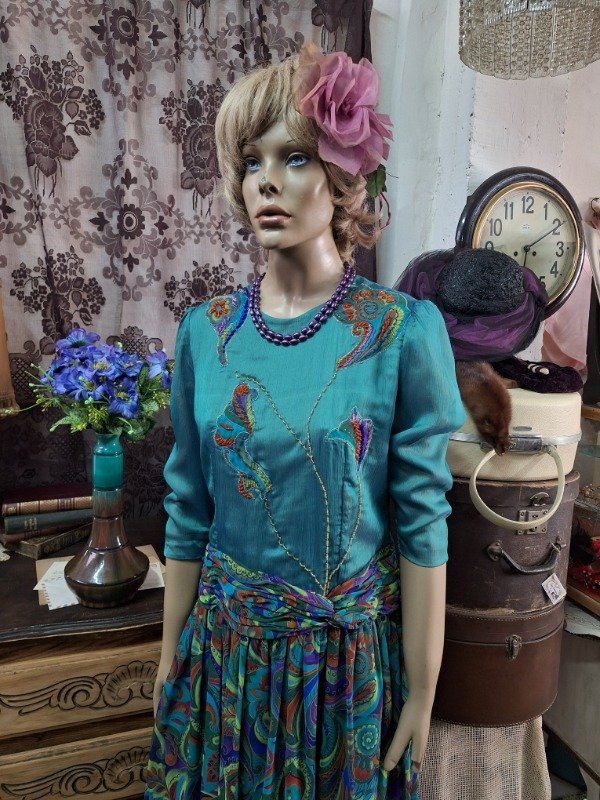 Producto - Vestido Vintage Estampado Verde Años 80 - 8