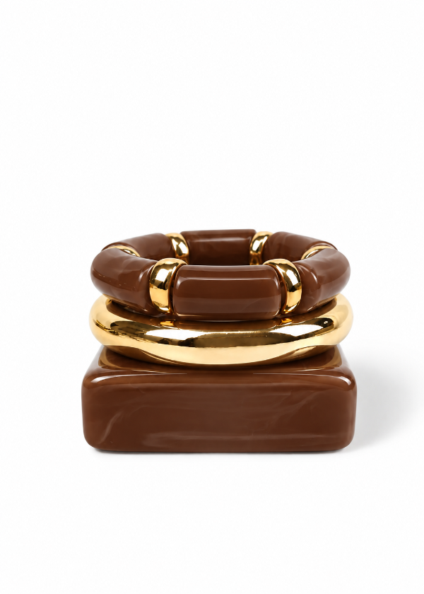 Producto - Pulsera Resina Cuadrada Chocolate pack x 3