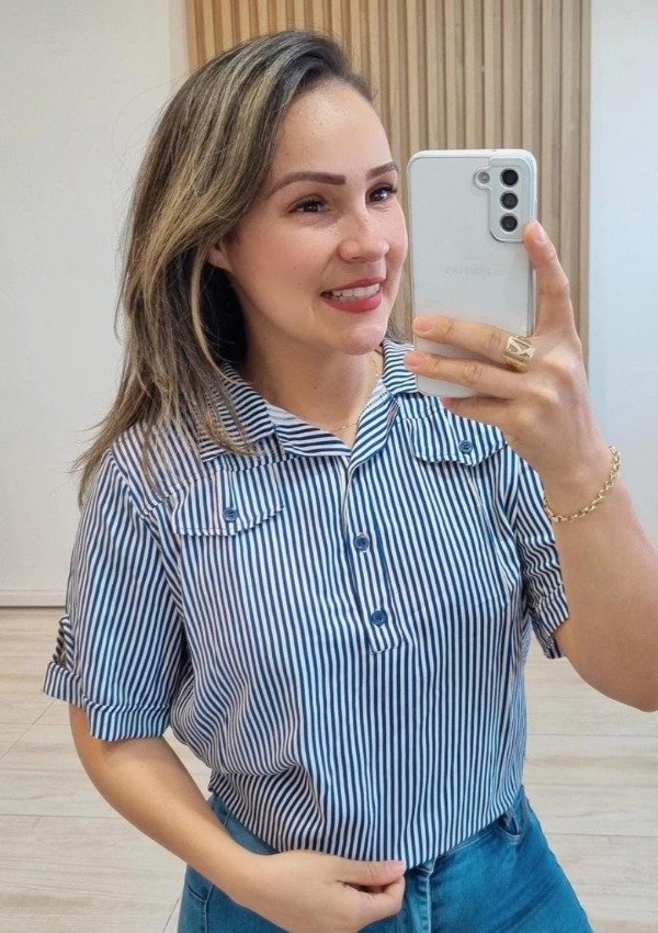 Producto - Camisa manga corta 3 botones rayada