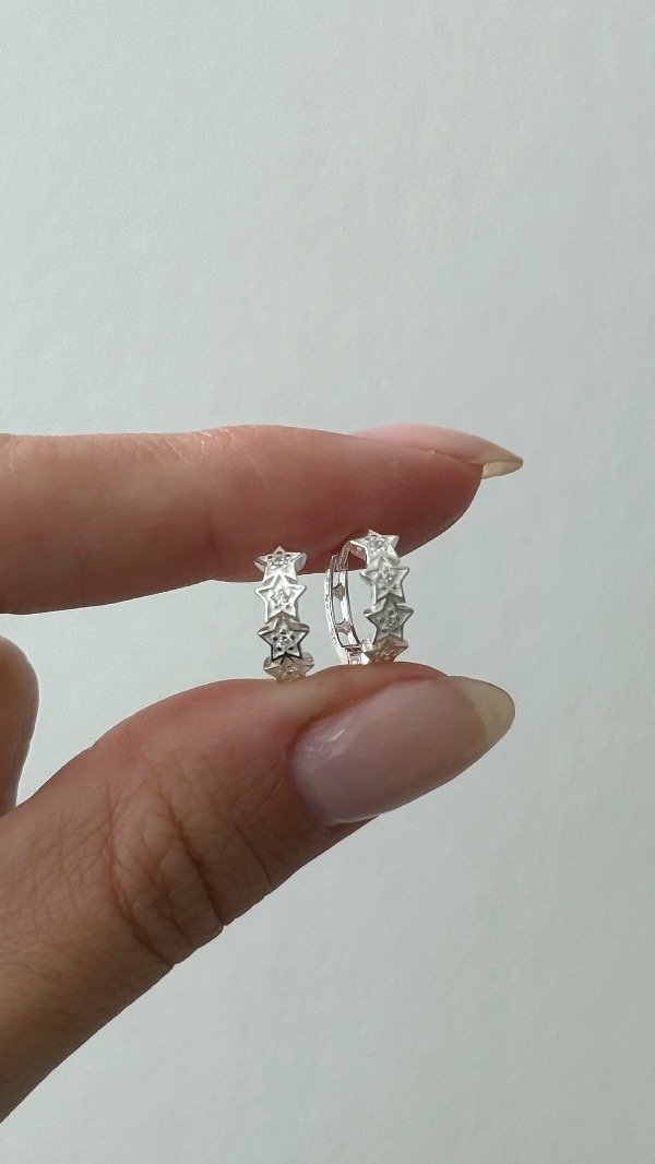 Producto - Argollas 12mm estrellas cubic P925