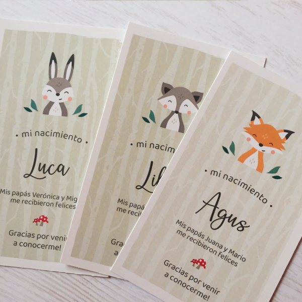 Producto - TARJETAS RECUERDO DE NACIMIENTO - WOODLAND