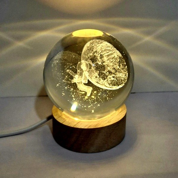 Producto - Velador Esfera Cristal Astronauta Espacio