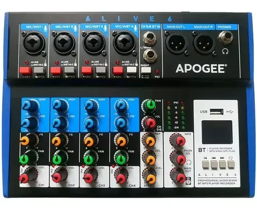 Producto - Consola Apogee  Mixer Alive 6 Usb Bluetooth 6 Canales