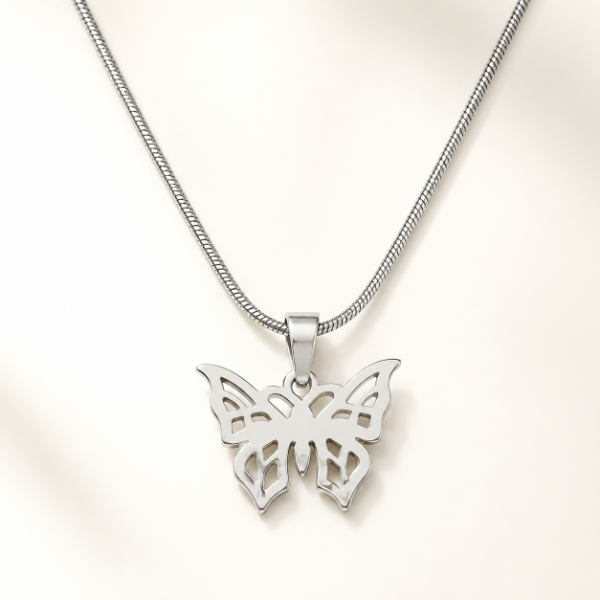 Producto - Collar de Acero con Dije Mariposa - 2