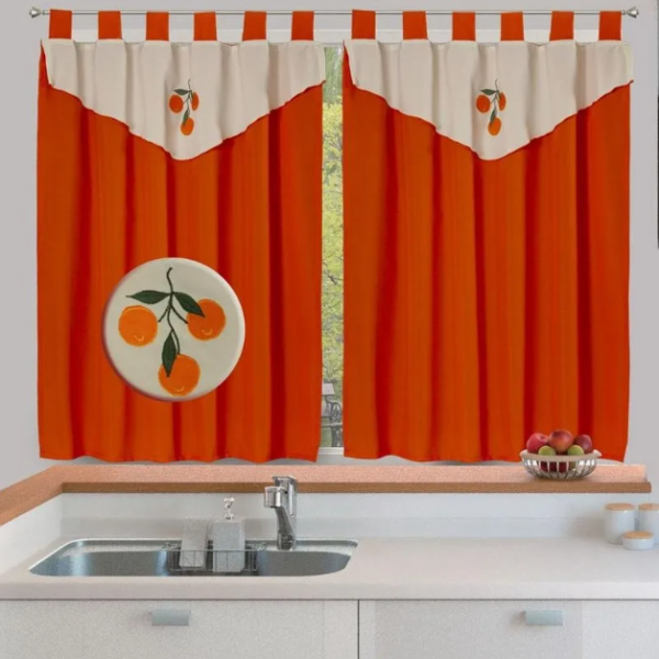Producto - Juego De Cortinas De Cocina Tropical -2 Paños De 1.25 X 1.25