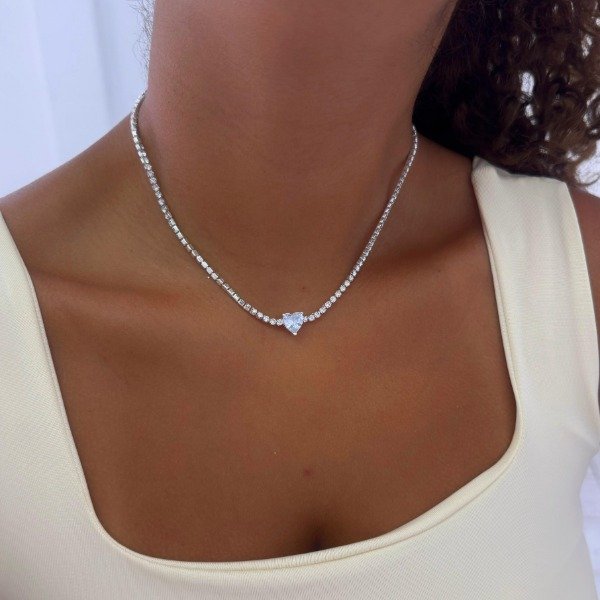 Producto - CONJUNTO STRASS BLANCO CON CENTRO CORAZON CUBIC