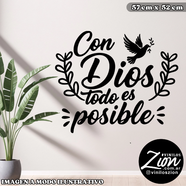 Producto - Vinilo Religioso Cristiano Con dios todo es Posible