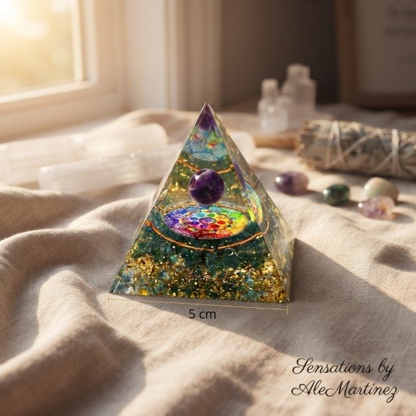 Producto - Pirámide Armonizador Energético  Mandala 7 Chakras y Amatista - 3