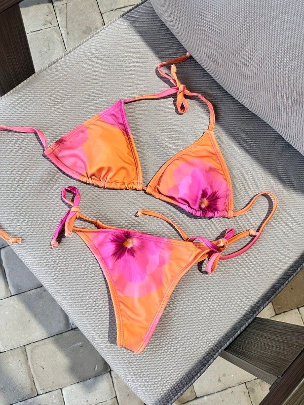 Producto - Corpiño Triangulito FLORAL NARANJA