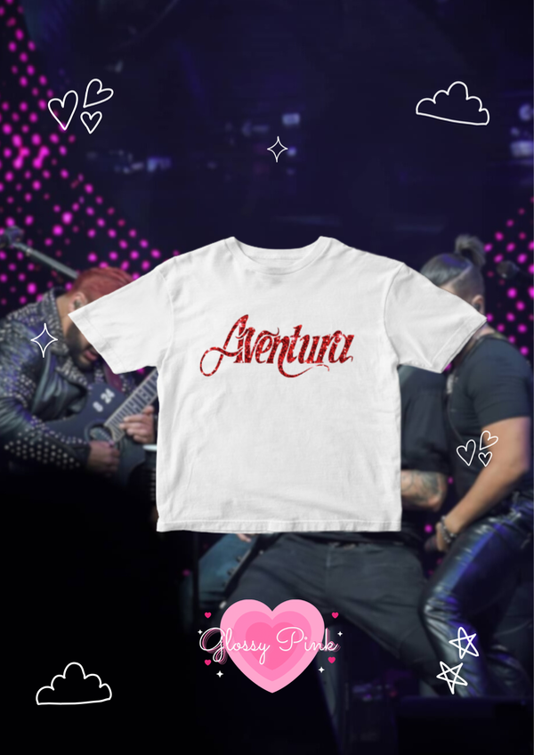 Baby tee aventura glitter rojo algodón