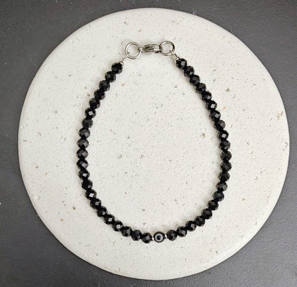 Producto - Pulsera Piedras Cristal con ojitos Negra