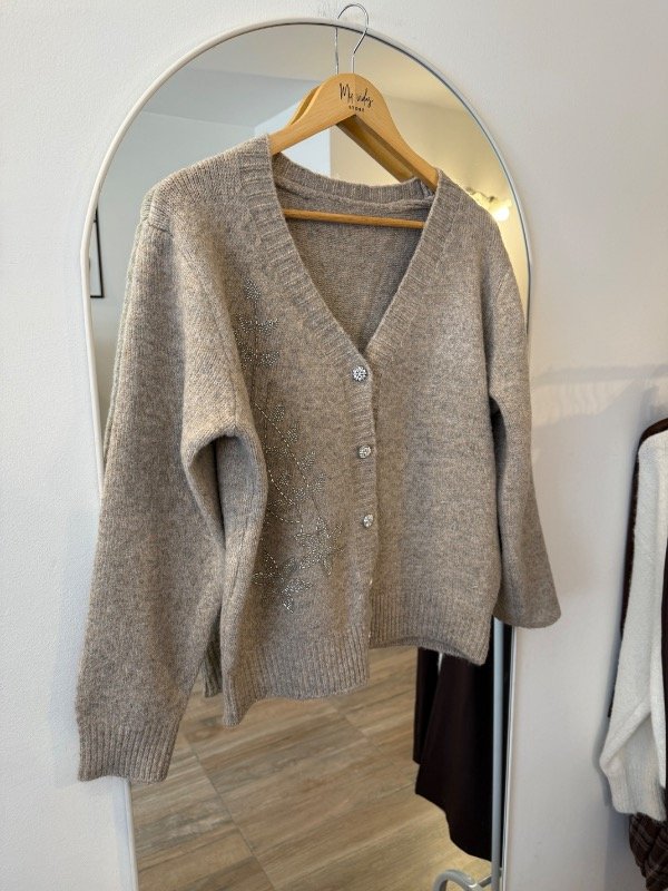 Producto - Cárdigan de lana Eva en visón