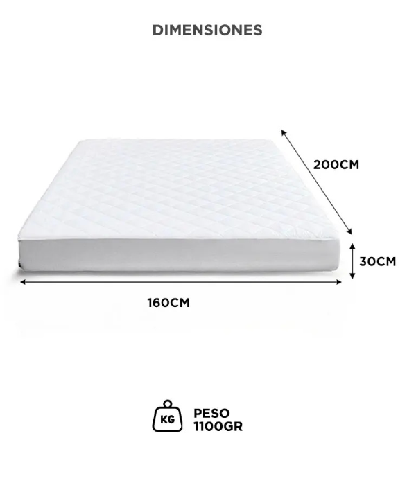 Producto - Cubre colchon Queen Size -160x200x30cm -microfibra -impermeable -TPU -white - 5